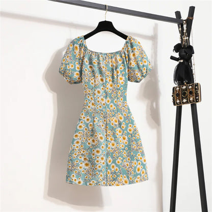 Women's Floral Print Chiffon Mini Dress