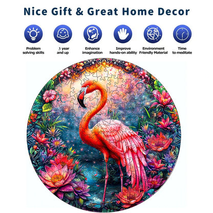 Flamingo Animal Wooden Jigsaw Puzzle - Adults & Kids DIY - MASS FABRICATIONS 