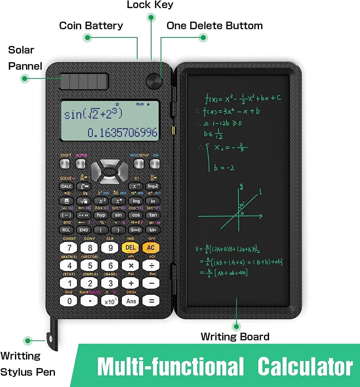 Solar Scientific Calculator with LCD Notepad - MASS FABRICATIONS 