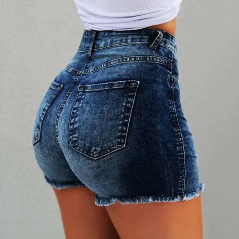 Women's High Waist Stretch Denim Shorts