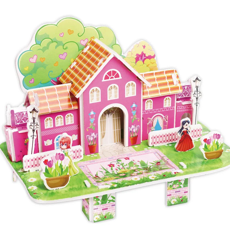 Kids DIY 3D House & Castle Building Puzzle - MASS FABRICATIONS 