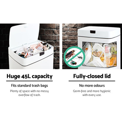 45L Automatic Motion Sensor Bin – White