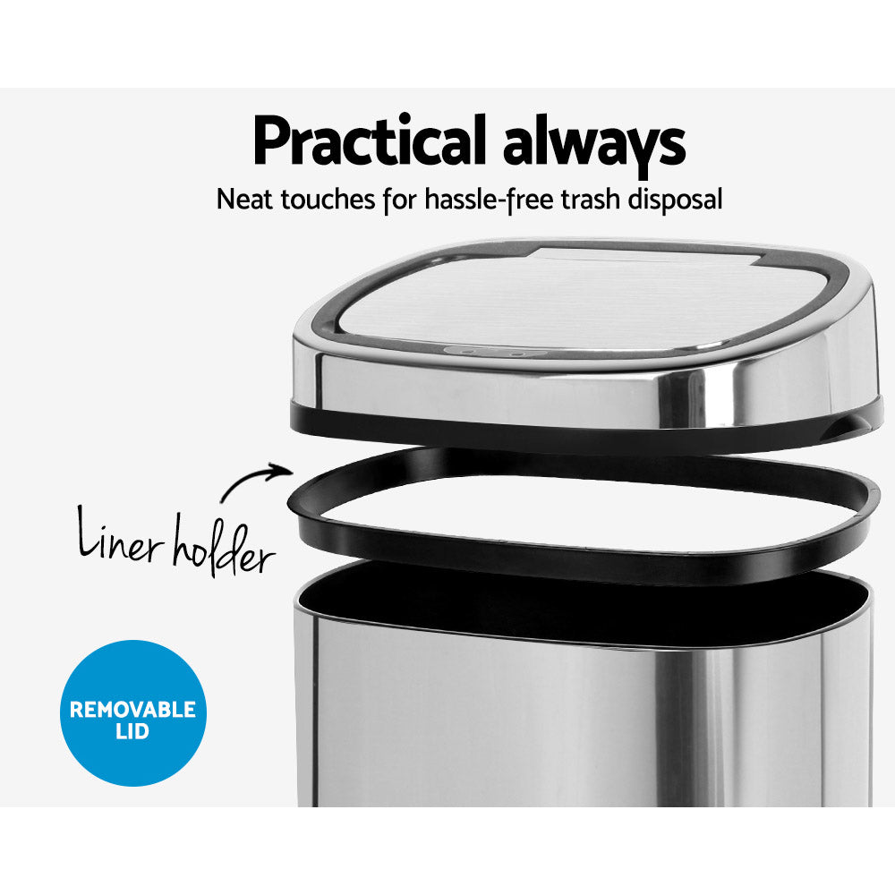 68L Automatic Motion Sensor Bin - Silver