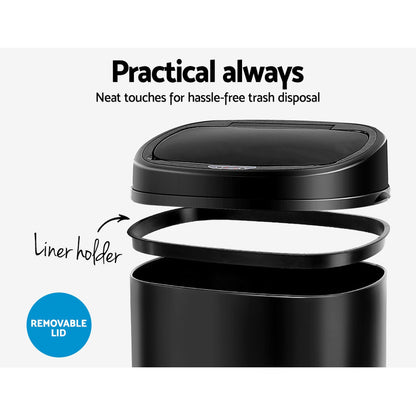 68L Motion Sensor Bin – Automatic, Black, Hands-Free