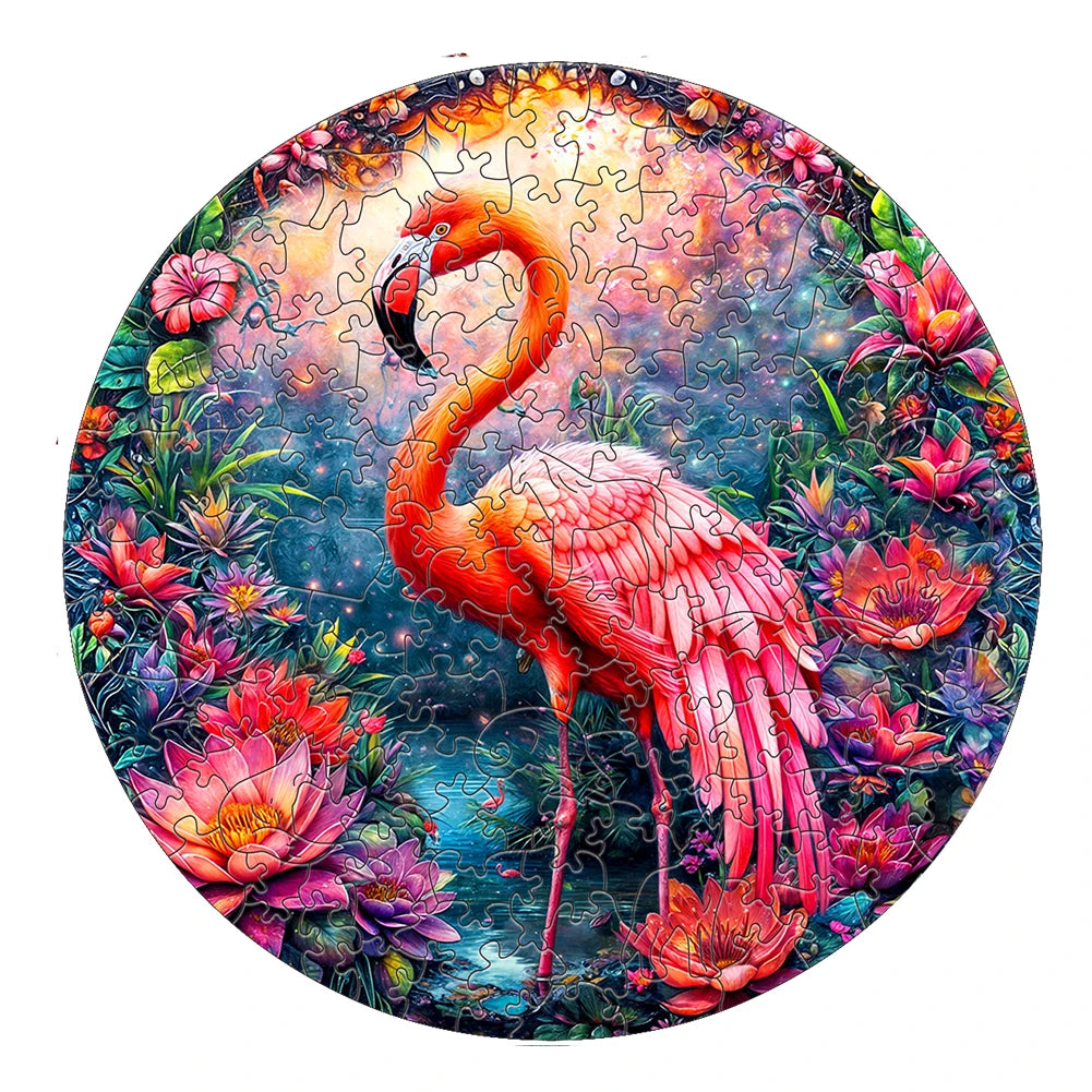 Flamingo Animal Wooden Jigsaw Puzzle - Adults & Kids DIY - MASS FABRICATIONS 