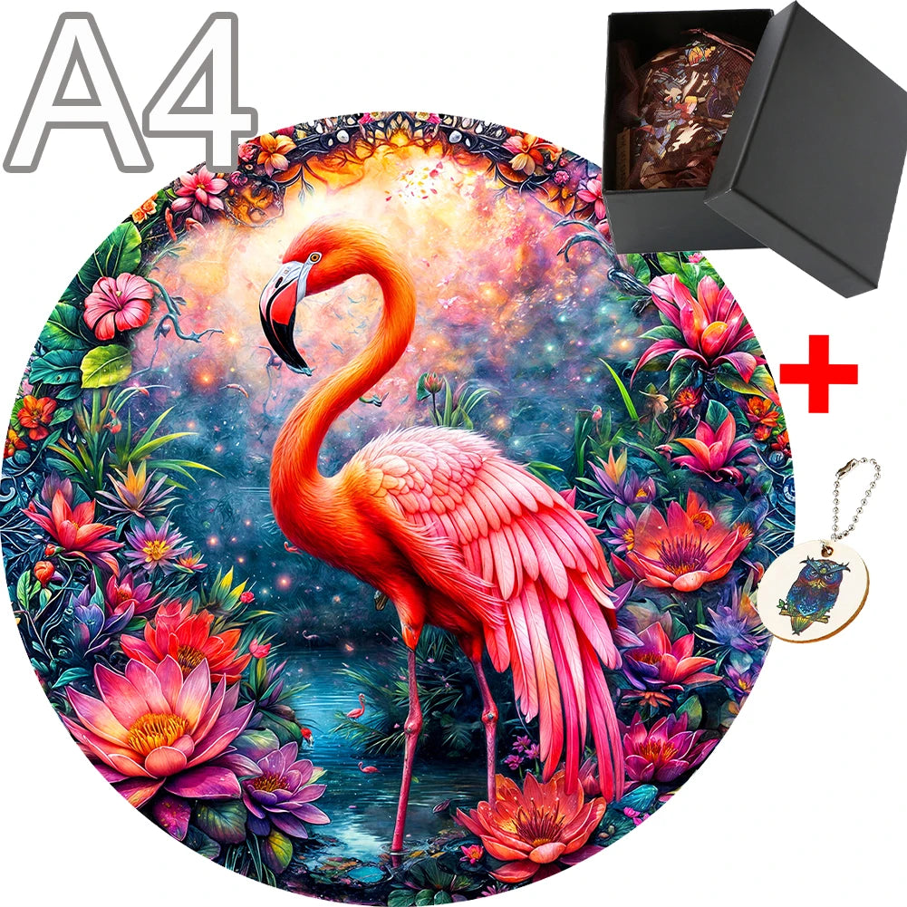 Flamingo Animal Wooden Jigsaw Puzzle - Adults & Kids DIY - MASS FABRICATIONS 