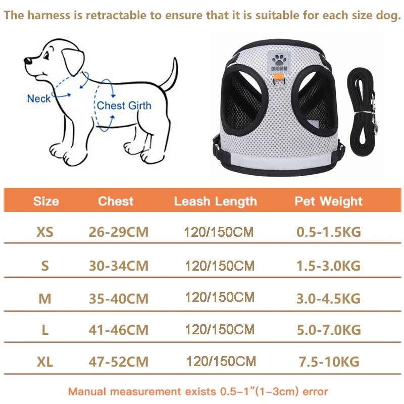 Reflective Safety Pet Dog Harness and Leash Set - MASS FABRICATIONS 