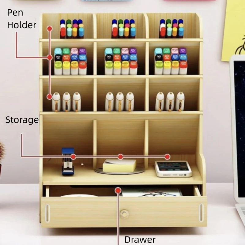 Wooden Desk Organizer with Drawers - MASS FABRICATIONS 