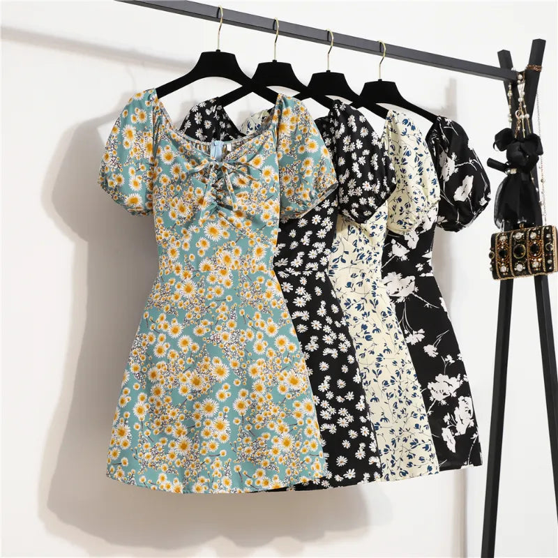 Women's Floral Print Chiffon Mini Dress