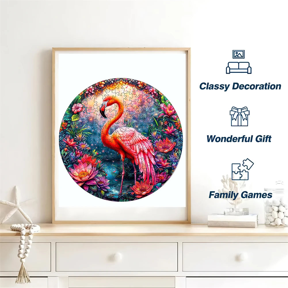 Flamingo Animal Wooden Jigsaw Puzzle - Adults & Kids DIY - MASS FABRICATIONS 