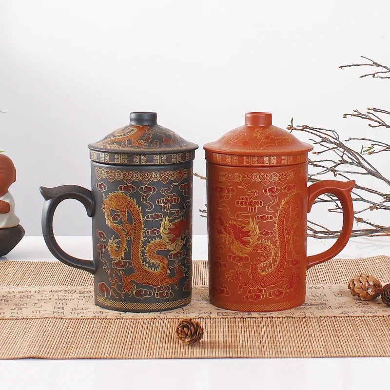 Traditional Chinese Dragon Clay Tea Mug - MASS FABRICATIONS 