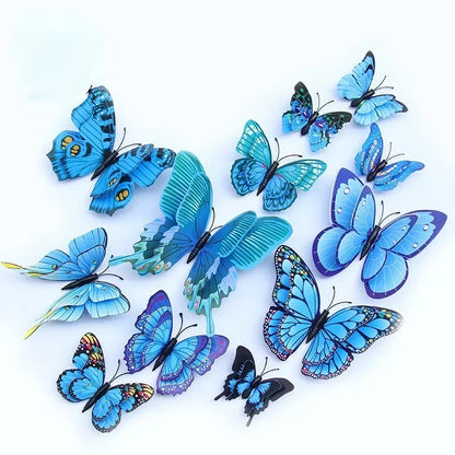 12pcs 3D Double Layer Butterflies Wall Stickers - Living Room Decor - MASS FABRICATIONS 