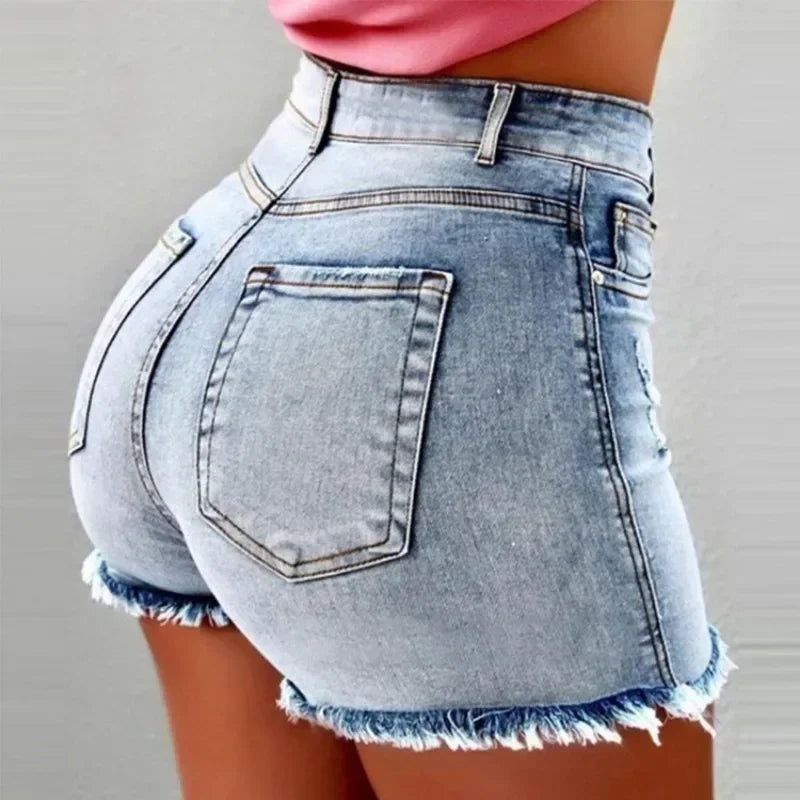 Women's High Waist Stretch Denim Shorts