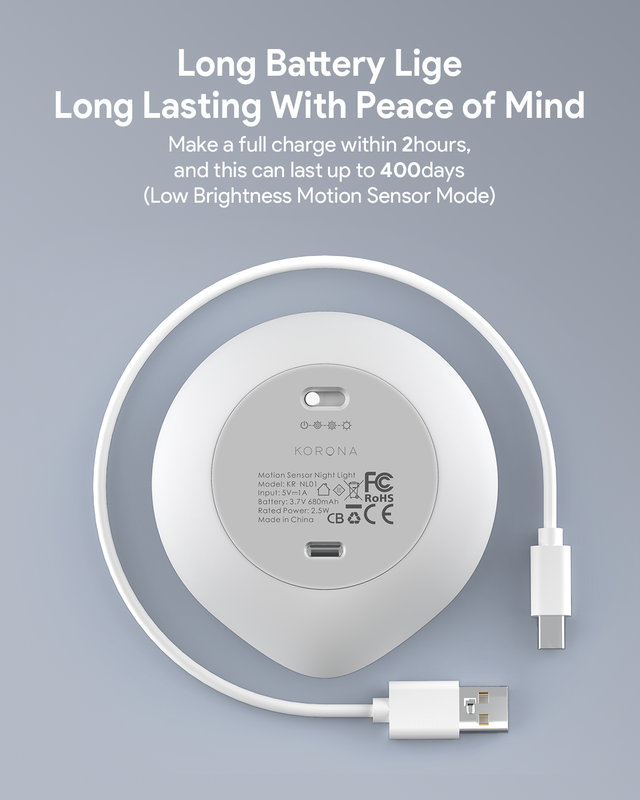 LED Motion Sensor Night Light – 2-Pack, 400-Day Battery