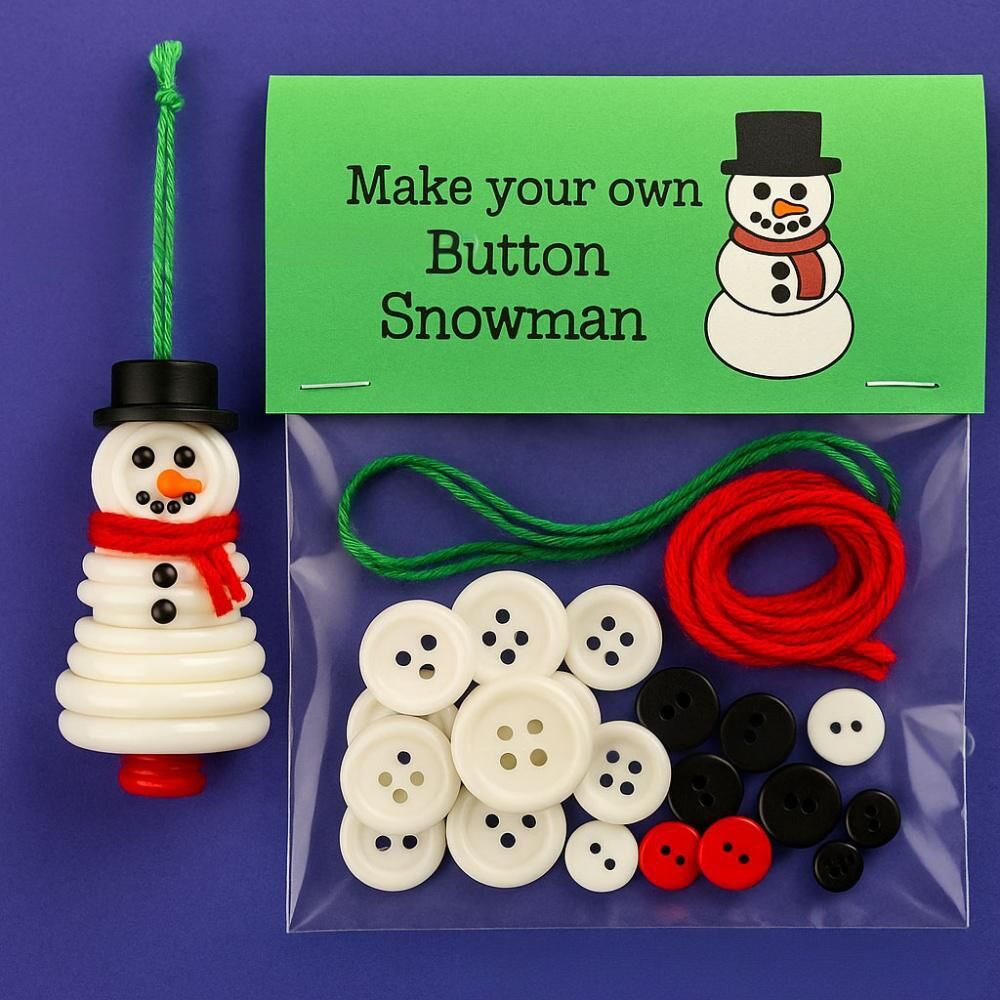 Christmas Button Ornament Craft Kit – Festive Santa Design