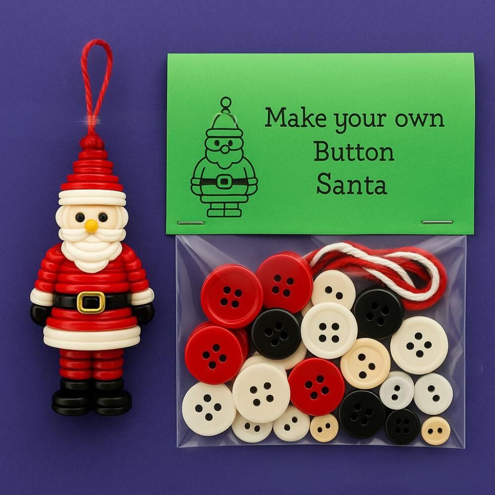 Christmas Button Ornament Craft Kit – Festive Santa