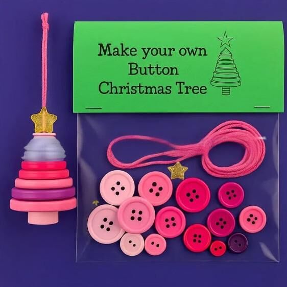 Christmas Button Ornament Craft Kit – Festive Santa