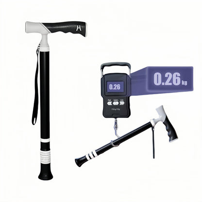Lightweight Foldable Walking Cane – Dual-Mode T/Grip, 0.26kg
