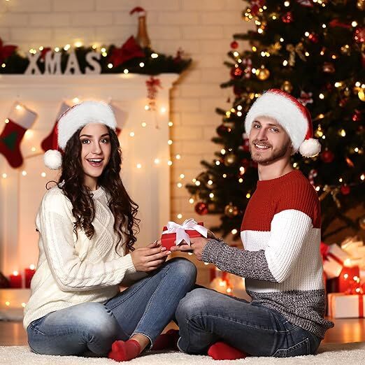 3-Pack Velvet Santa Hats for Adults & Teens – Fluffy Plush Christmas Hats