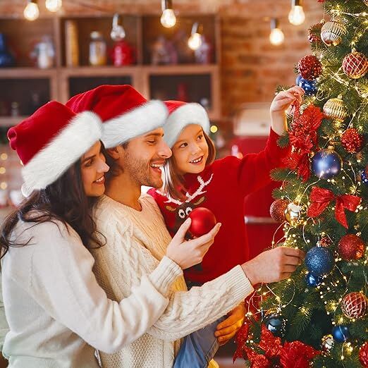 3-Pack Velvet Santa Hats for Adults & Teens – Fluffy Plush Christmas Hats