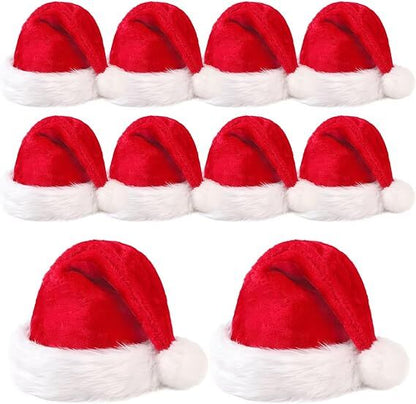 3-Pack Velvet Santa Hats for Adults & Teens – Fluffy Plush Christmas Hats