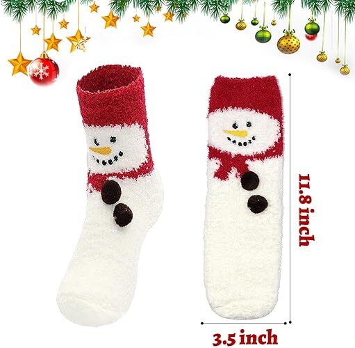 6 Pairs Cozy Christmas Socks for Women & Girls – Plush Fleece