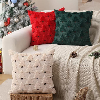 Set of 2 Green Christmas Pillow Covers 18x18 inch