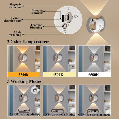 Rechargeable Magnetic Motion Sensor Wall Lamp – Light Wood
