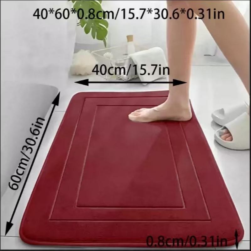 Red Geometric Pattern Anti-Slip Bath Mat