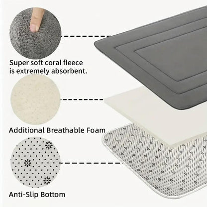 Red Geometric Pattern Anti-Slip Bath Mat