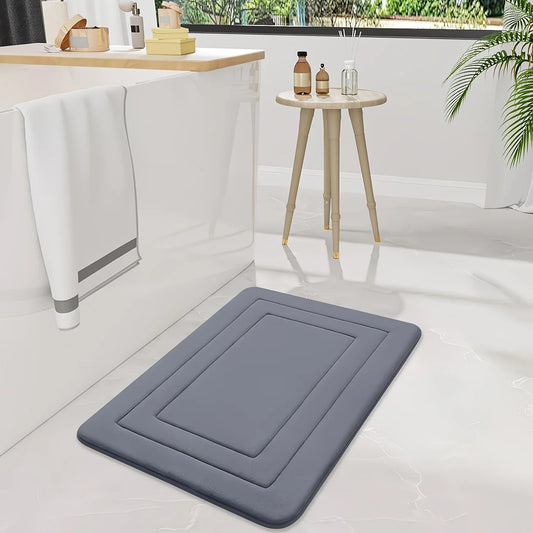 Grey Geometric Pattern Anti-Slip Bath Mat
