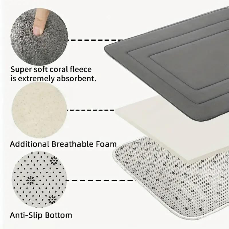Grey Geometric Pattern Anti-Slip Bath Mat
