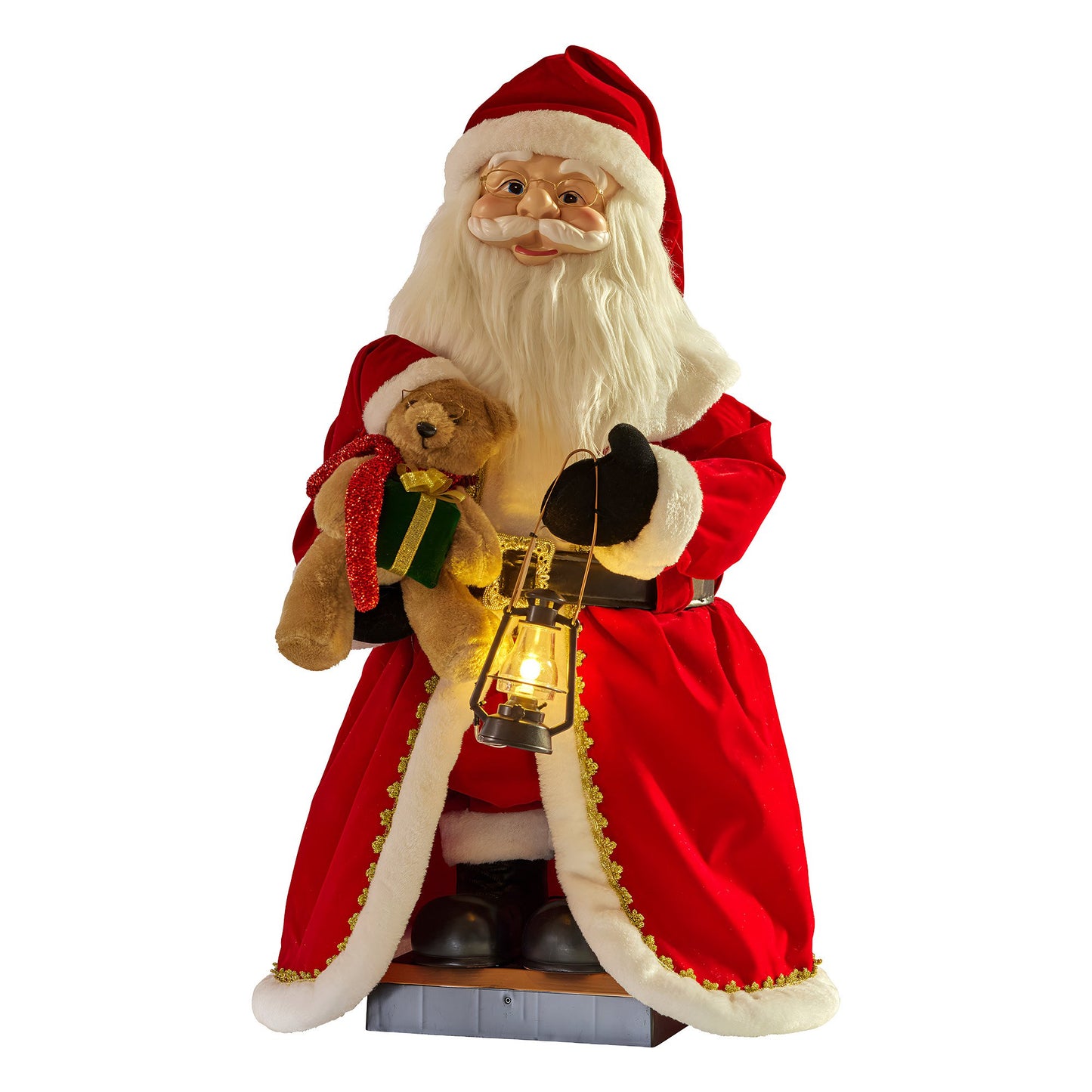 1.1m Musical LED Animated Santa Claus with Lantern – Motion & Sound Activated Christmas Decor