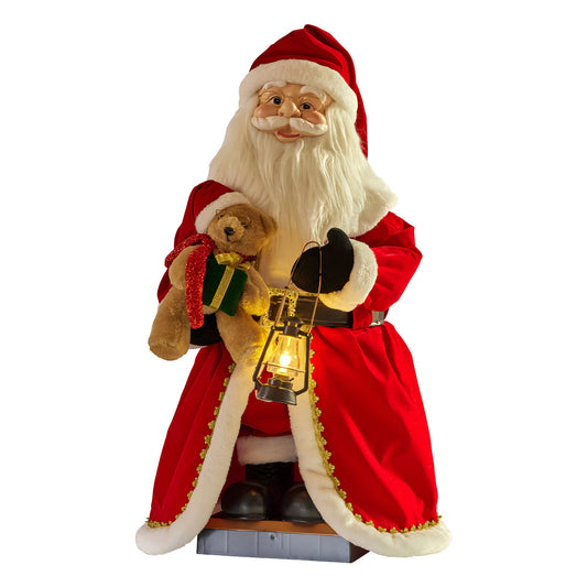 1.1m Musical LED Animated Santa Claus with Lantern – Motion & Sound Activated Christmas Decor