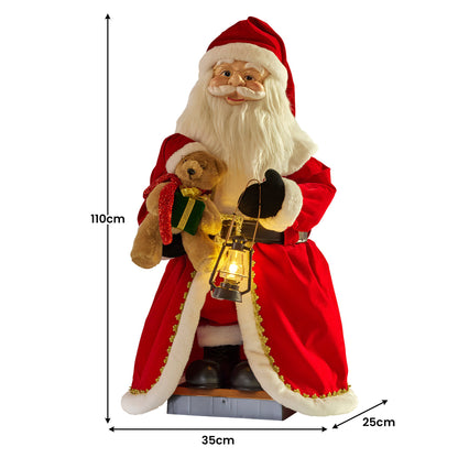 1.1m Musical LED Animated Santa Claus with Lantern – Motion & Sound Activated Christmas Decor