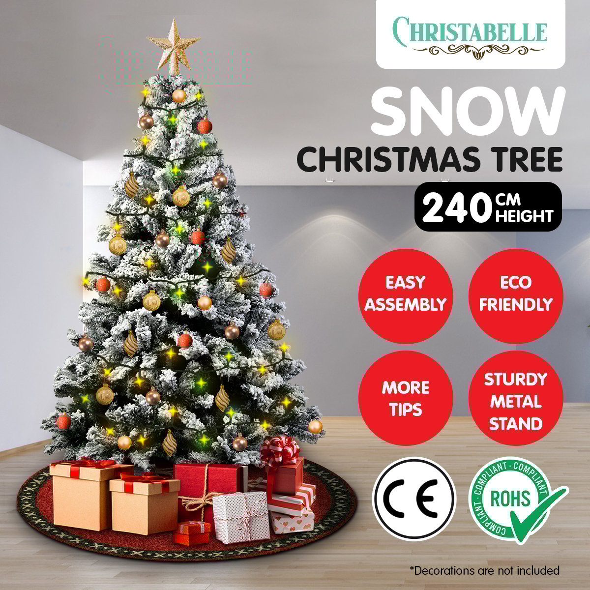 Snow-Tipped Artificial Christmas Tree 2.4m – 1500 Tips