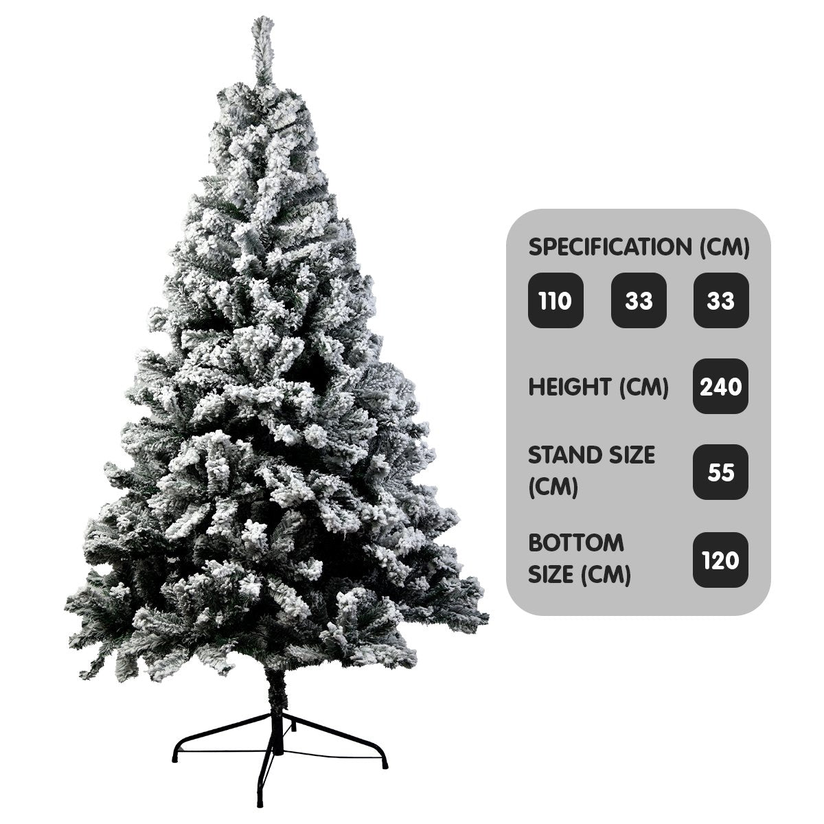 Snow-Tipped Artificial Christmas Tree 2.4m – 1500 Tips