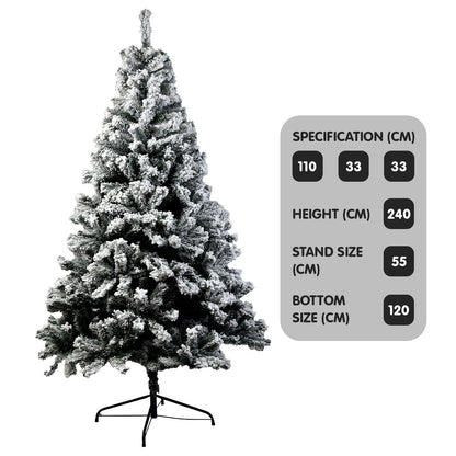 Snow-Tipped Artificial Christmas Tree 2.4m – 1500 Tips