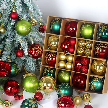 44-Piece Christmas Baubles Set in Wooden Gift Box 3-6cm