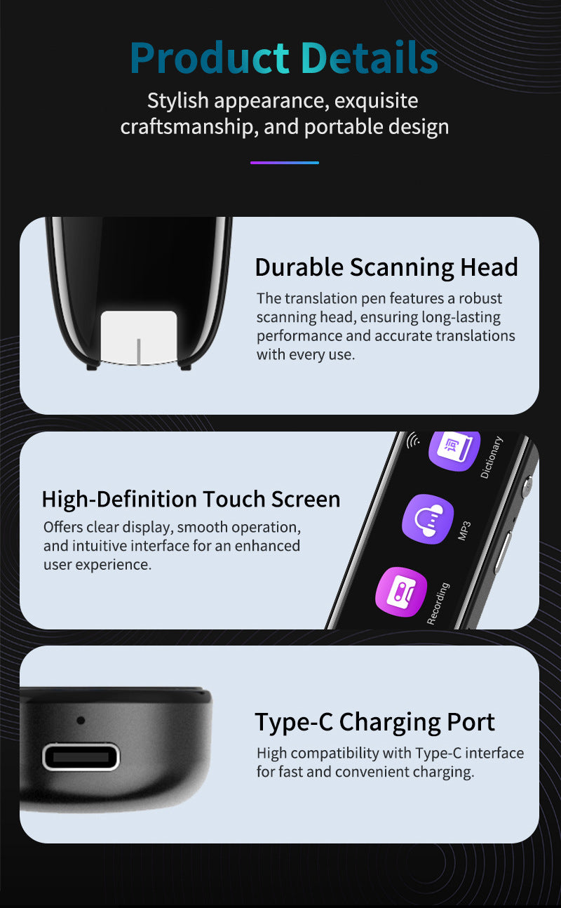 Smart AI Scan & Voice Translator Pen – 112+ Languages, Offline Mode