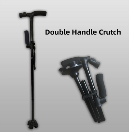Folding LED Walking Cane – 4-Prong Base, Adjustable 88–98cm