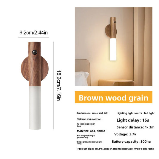 Brown Wood Grain Motion Sensor LED Batten Light – Rechargeable