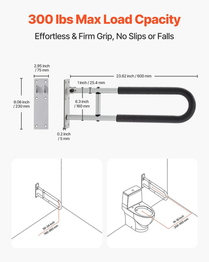 Foldable Toilet Safety Rail & Wall Grab Bar – 136kg Capacity