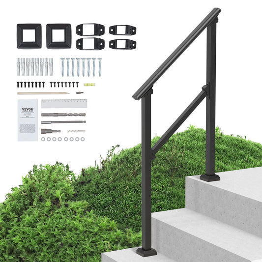 Outdoor Stair Handrail 2-3 Step – Black Carbon Steel