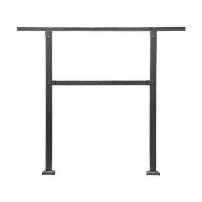 Outdoor Stair Handrail 2-3 Step with Horizontal Bar – Black
