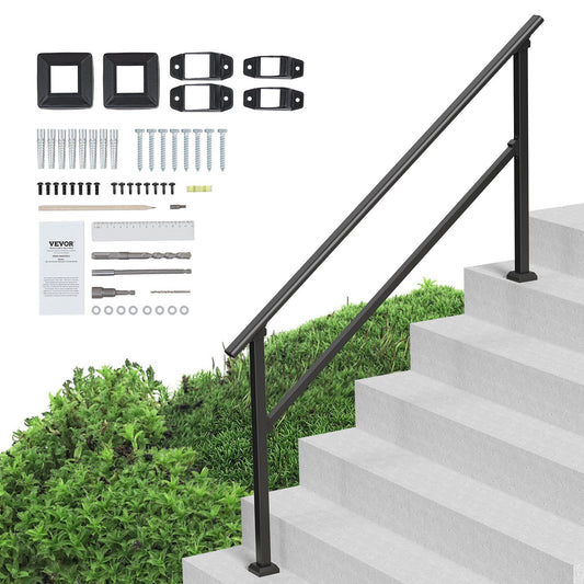 Outdoor Stair Handrail 5-Step – Black Carbon Steel