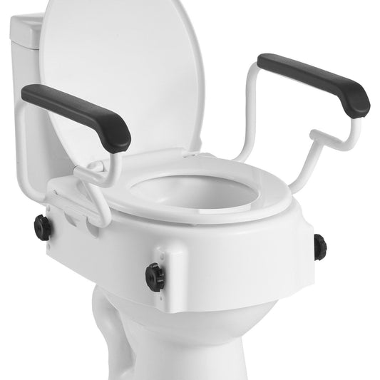 Raised Toilet Seat with Arms – 3-Level Adjustable, 136.1kg Capacity