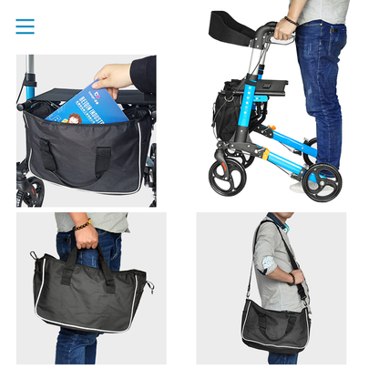 Alston 2-in-1 Foldable Rollator Walker & Seat – 136kg, Blue