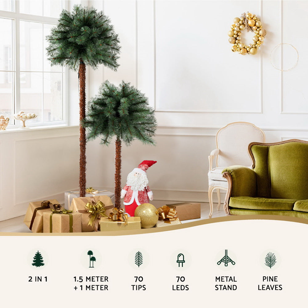1.5+1m Jingle Jollys LED Palm Tree