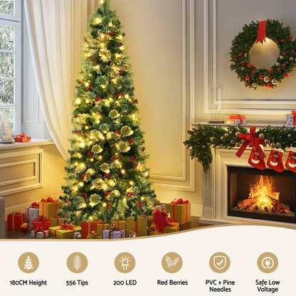 1.8m Jingle Jollys LED Christmas Tree Red Berries